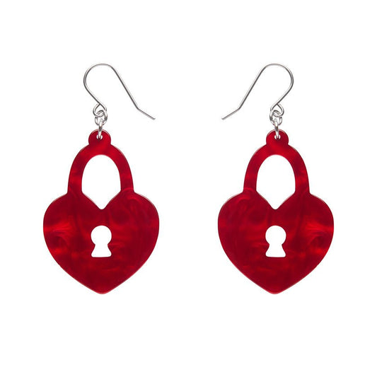 Heart Locket Ripple Drop Earrings - Red - Rockamilly - Jewellery - Vintage