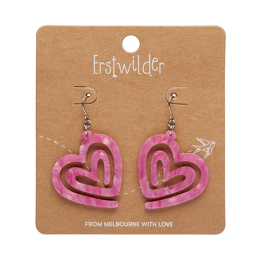 Heart Maze Ripple Drop Earrings - Pink - Rockamilly - Jewellery - Vintage