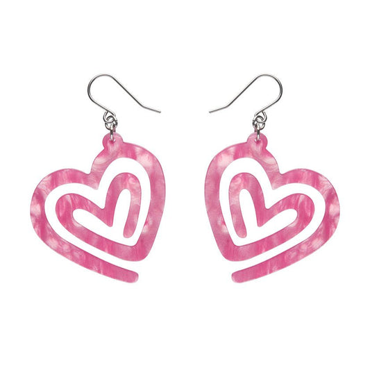 Heart Maze Ripple Drop Earrings - Pink - Rockamilly - Jewellery - Vintage