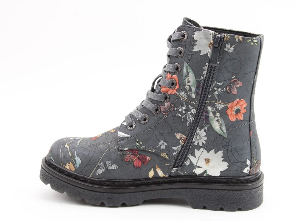 Justina2 Grey Fantasy Floral - Rockamilly - Shoes - Vintage