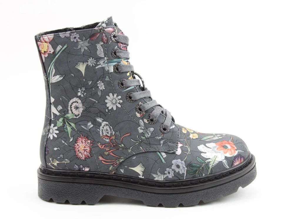 Justina2 Grey Fantasy Floral - Rockamilly - Shoes - Vintage