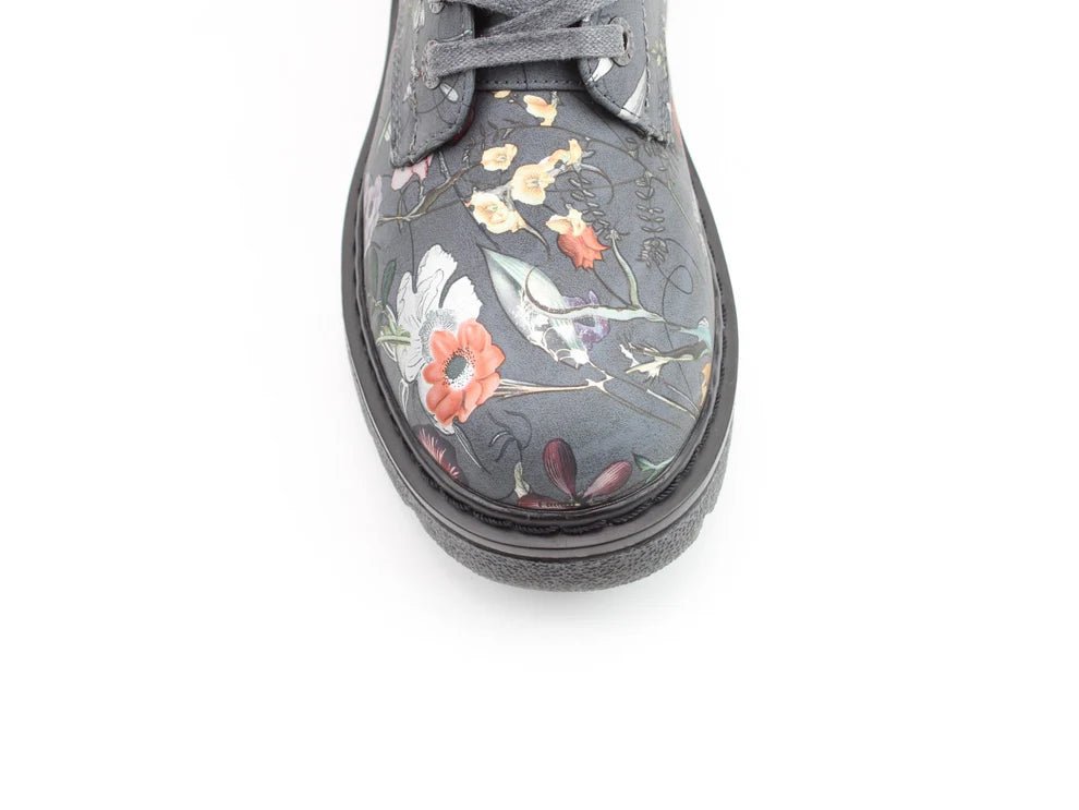 Justina2 Grey Fantasy Floral - Rockamilly - Shoes - Vintage