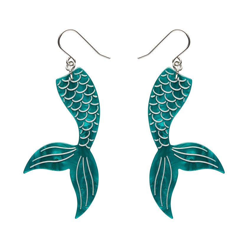 Mermaid Tail Drop Earrings - Aqua - Rockamilly - Jewellery - Vintage