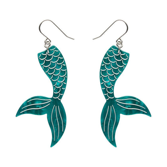 Mermaid Tail Drop Earrings - Aqua - Rockamilly - Jewellery - Vintage