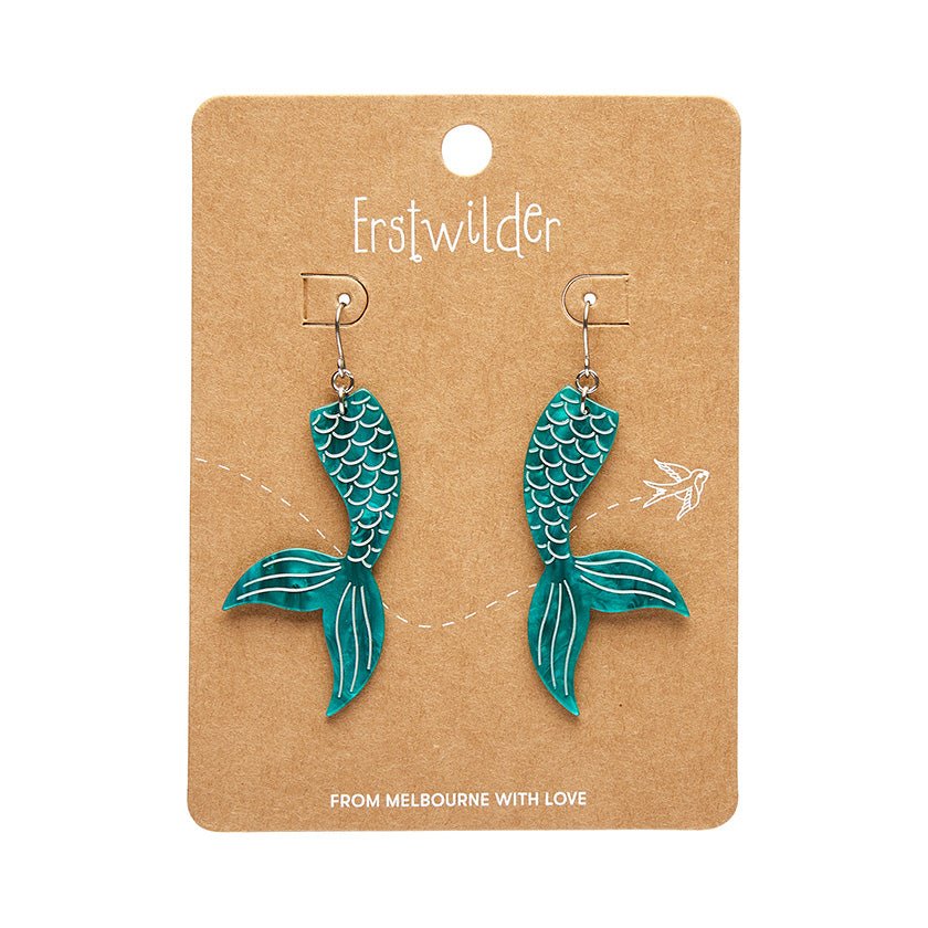 Mermaid Tail Drop Earrings - Aqua - Rockamilly - Jewellery - Vintage