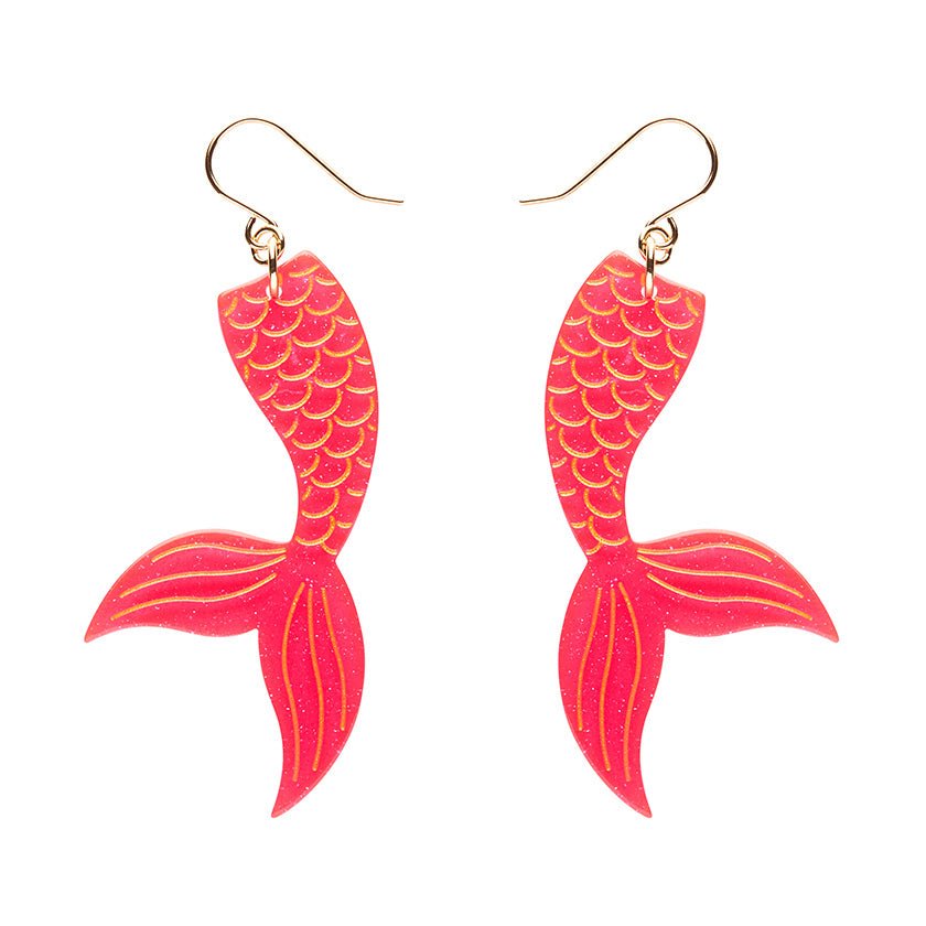 Mermaid Tail Drop Earrings - Hot Pink - Rockamilly - Jewellery - Vintage