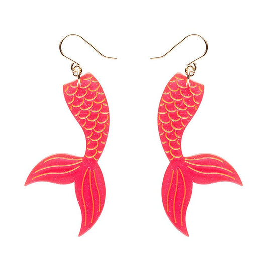Mermaid Tail Drop Earrings - Hot Pink - Rockamilly - Jewellery - Vintage