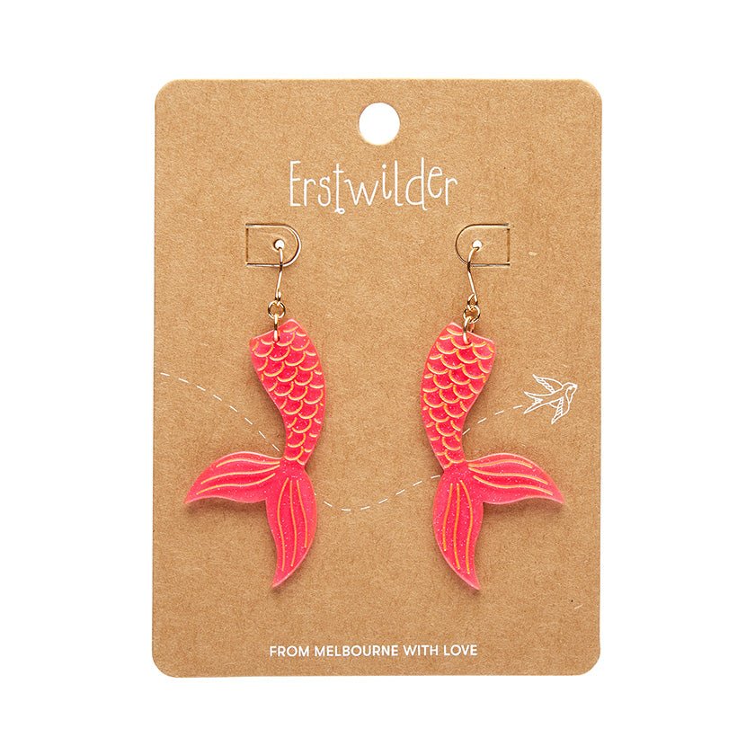 Mermaid Tail Drop Earrings - Hot Pink - Rockamilly - Jewellery - Vintage