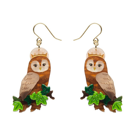 Regal Woodland Owl Drop Earrings - Rockamilly - Jewellery - Vintage
