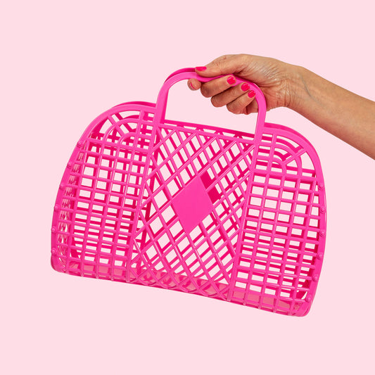 Retro Basket - Large Berry Pink - Rockamilly-Bags & Purses-Vintage