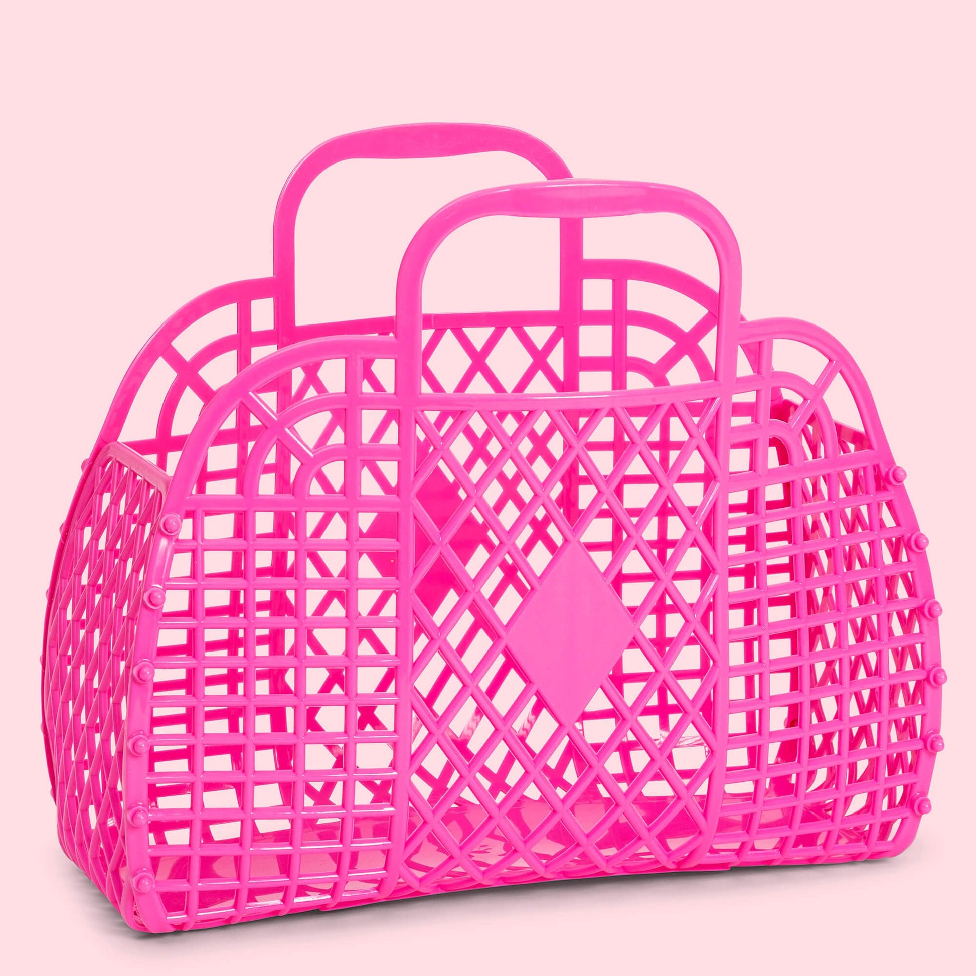 Retro Basket - Large Berry Pink - Rockamilly-Bags & Purses-Vintage