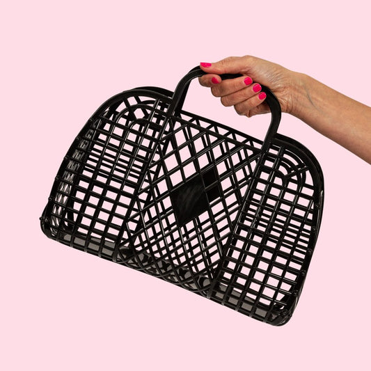 Retro Basket - Large Black - Rockamilly-Bags & Purses-Vintage
