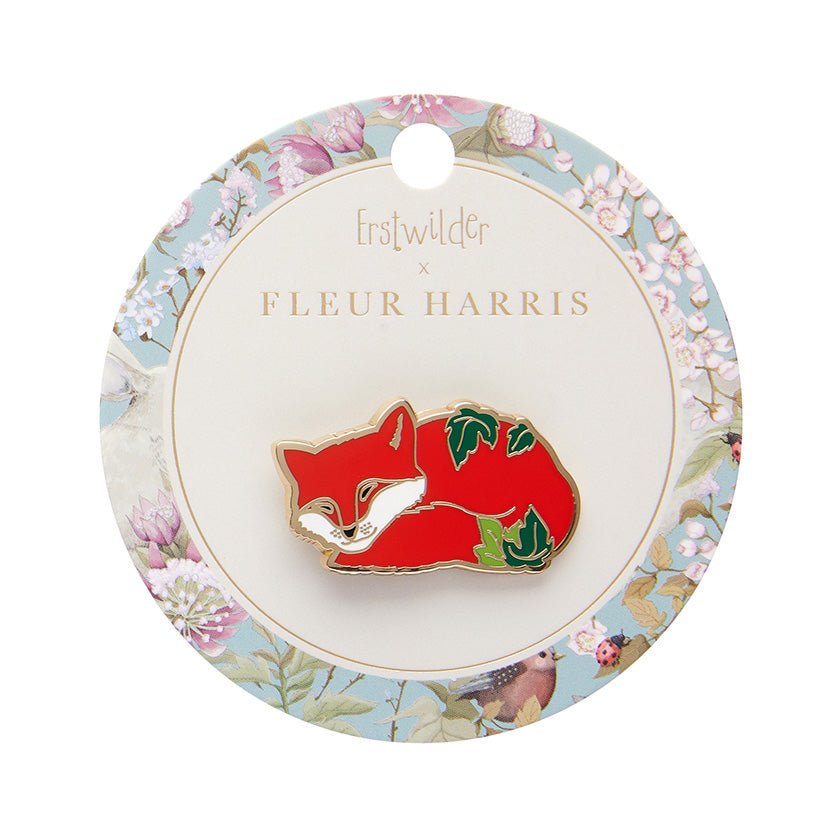 Snoozing Fox Enamel Pin - Rockamilly - Jewellery - Vintage