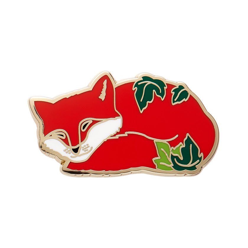 Snoozing Fox Enamel Pin - Rockamilly - Jewellery - Vintage