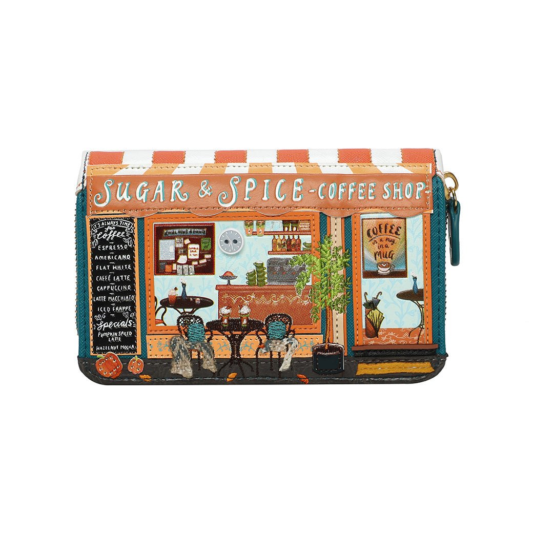 Sugar & Spice Coffee Shop - Medium Ziparound Wallet - Rockamilly - Bags & Purses - Vintage