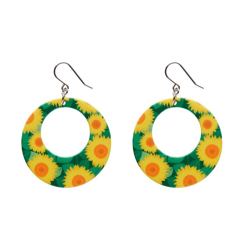 Sunflower Circle Drop Earrings - Yellow - Rockamilly - Jewellery - Vintage