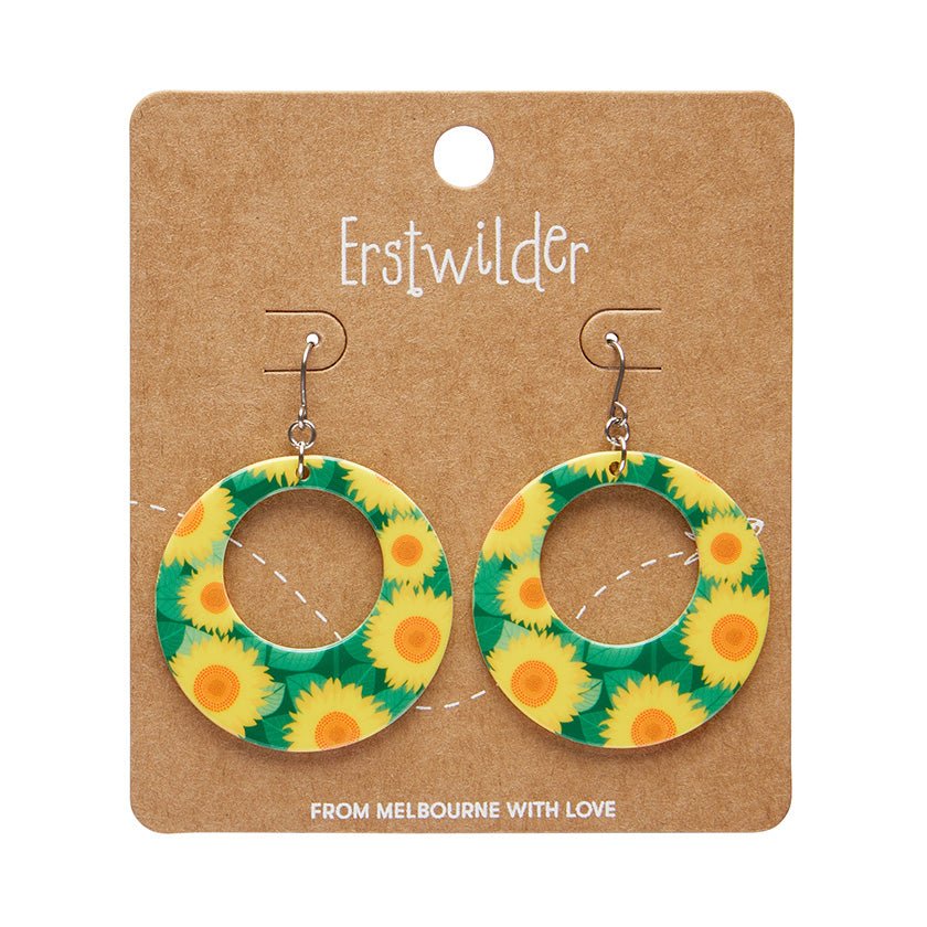 Sunflower Circle Drop Earrings - Yellow - Rockamilly - Jewellery - Vintage