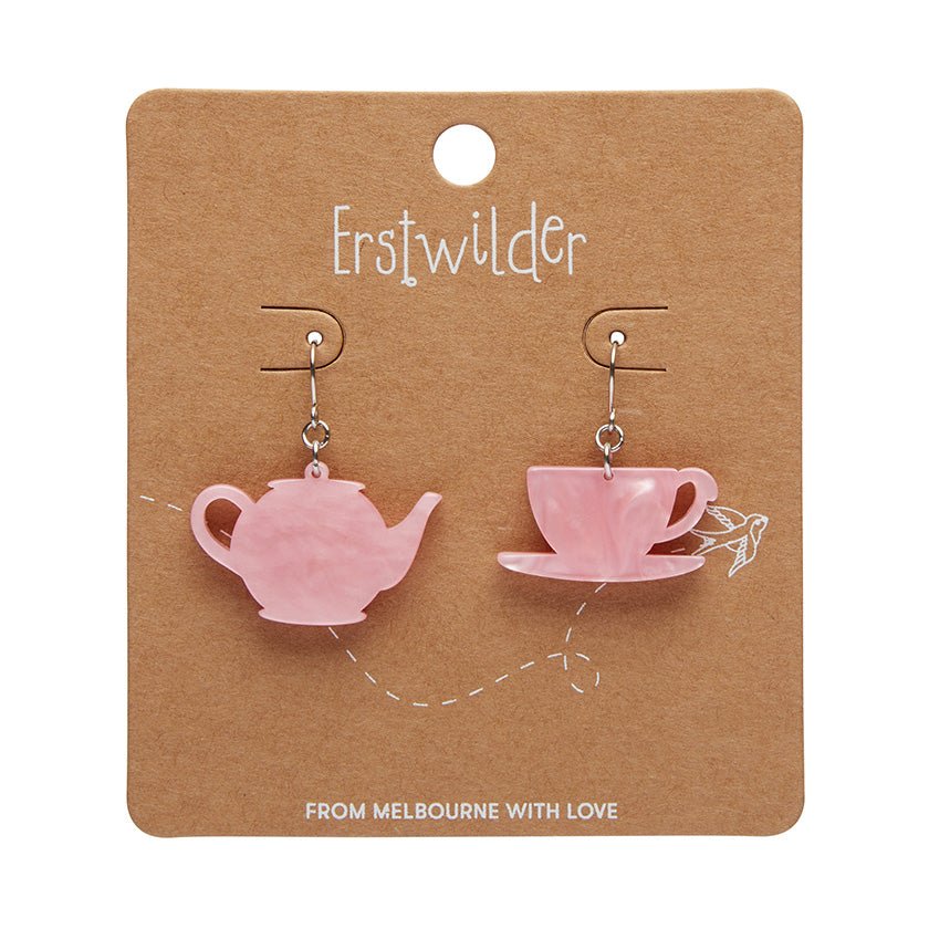 Tea Set Drop Earrings - Pink - Rockamilly - Jewellery - Vintage