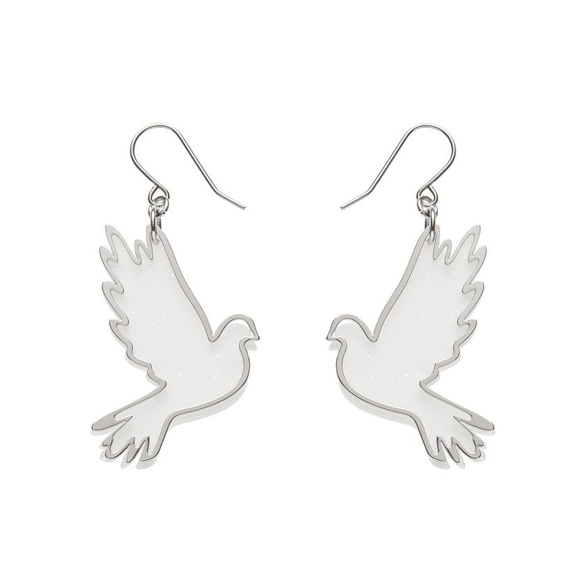 White Dove Drop Earrings - Silver - Rockamilly - Jewellery - Vintage