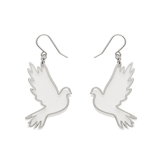 White Dove Drop Earrings - Silver - Rockamilly - Jewellery - Vintage