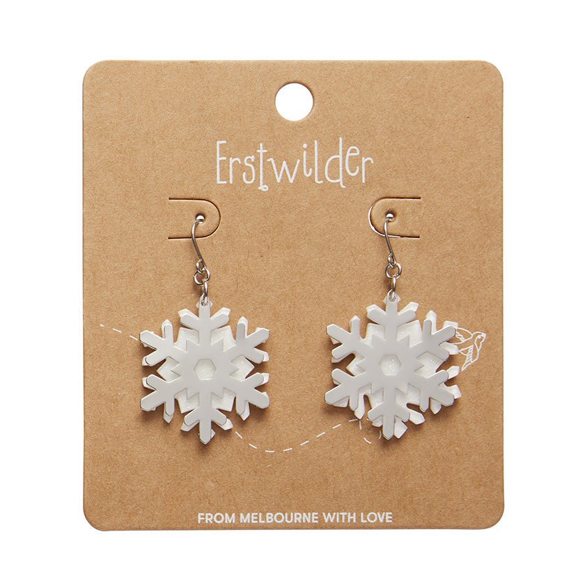 White Snowflake Drop Earrings - Silver - Rockamilly - Jewellery - Vintage