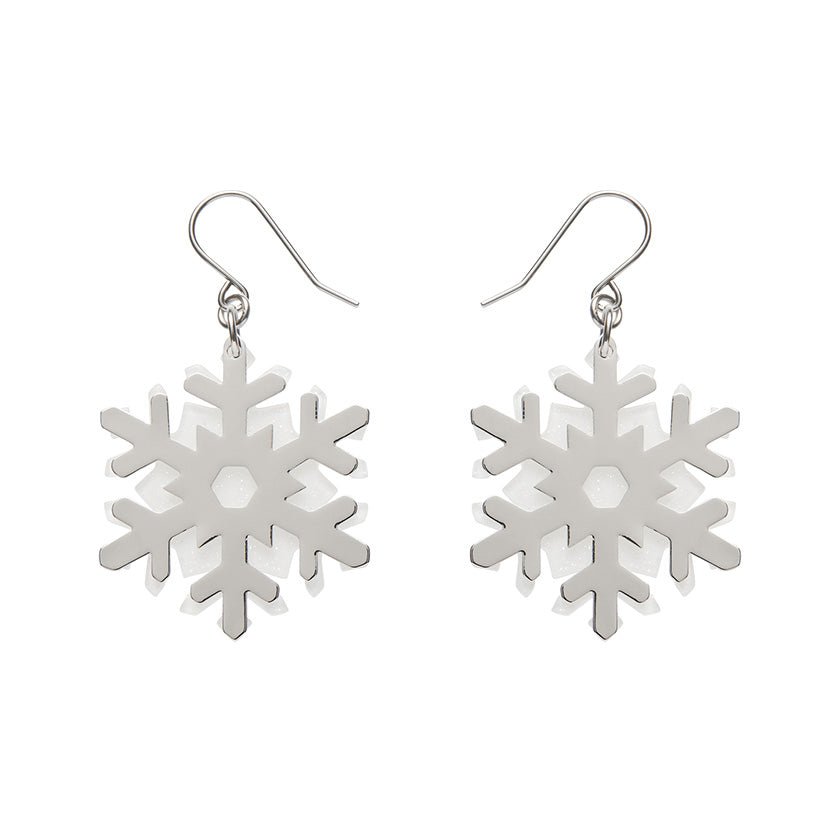 White Snowflake Drop Earrings - Silver - Rockamilly - Jewellery - Vintage