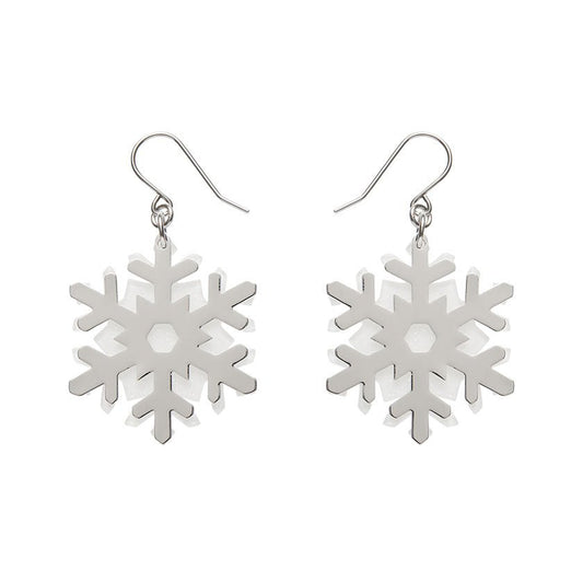 White Snowflake Drop Earrings - Silver - Rockamilly - Jewellery - Vintage