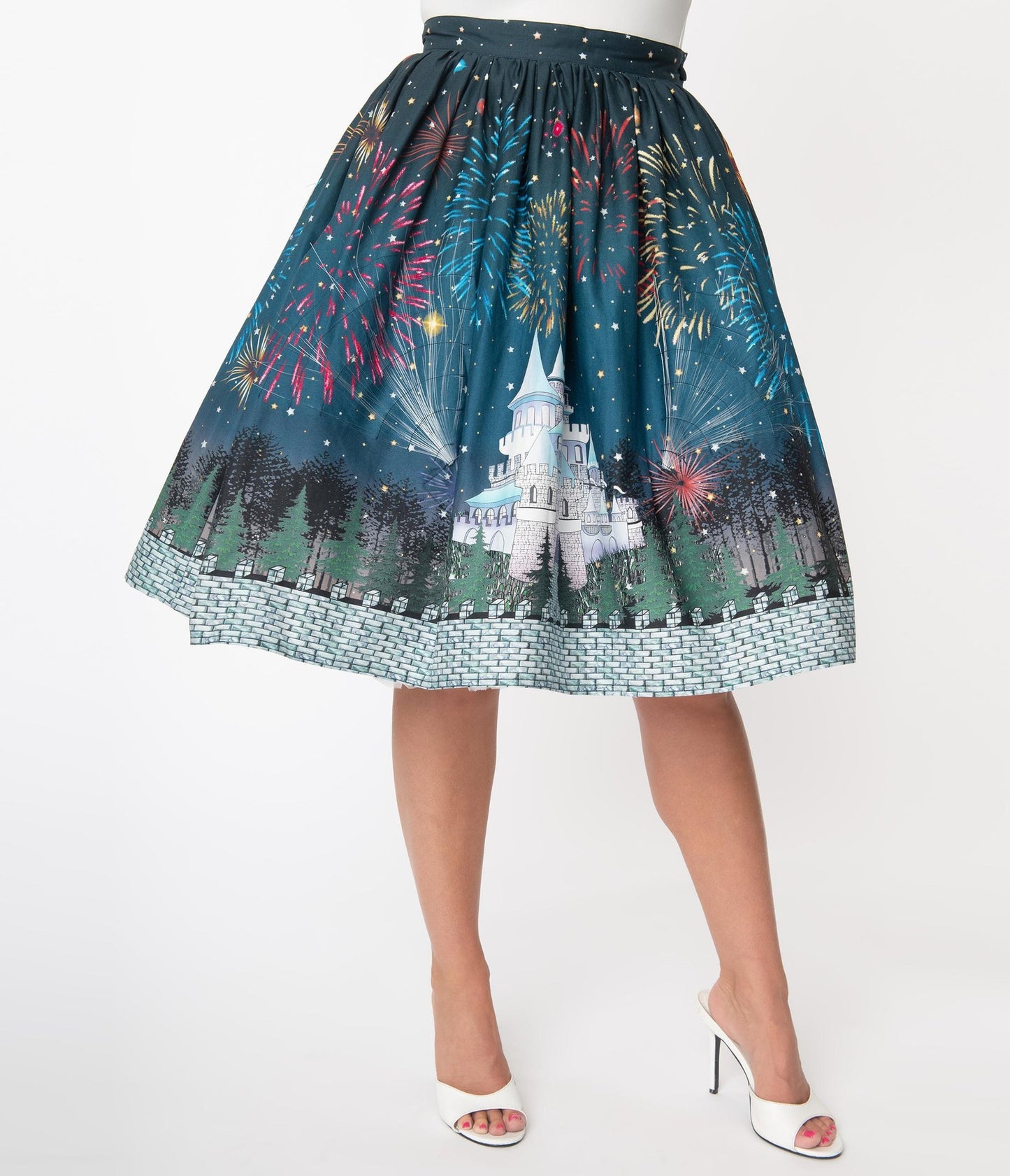 1950s Magic Fireworks Show High Waist Swing Skirt - Rockamilly-Dresses-Vintage