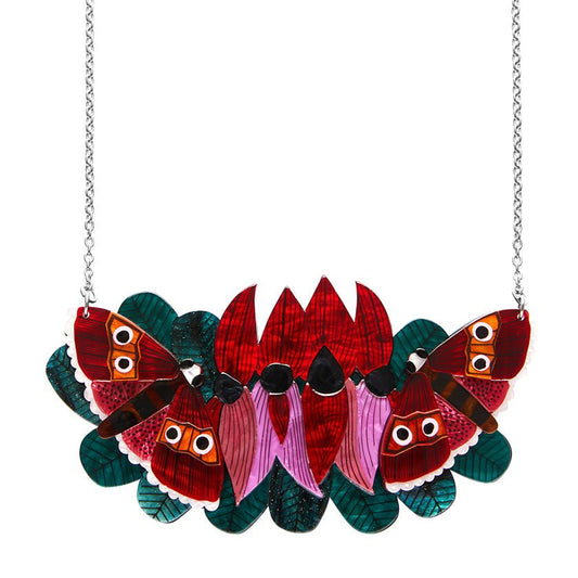 A Moth Amongst the Desert Peas Necklace - Rockamilly-Jewellery-Vintage