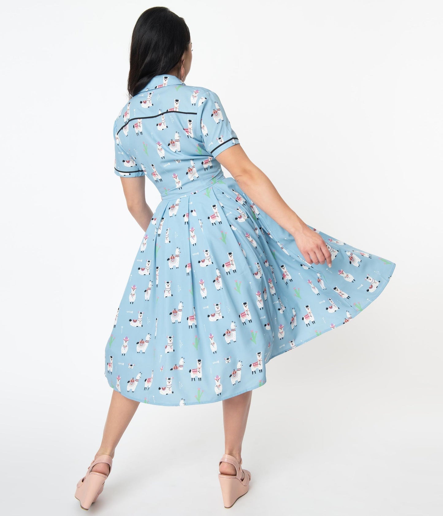 Alpaca Print Springfield Swing Dress - Rockamilly-Dresses-Vintage