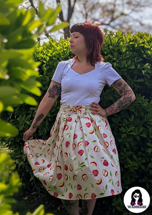 Apple Blossom High Waist Pleated Skirt - Rockamilly-Skirts-Vintage