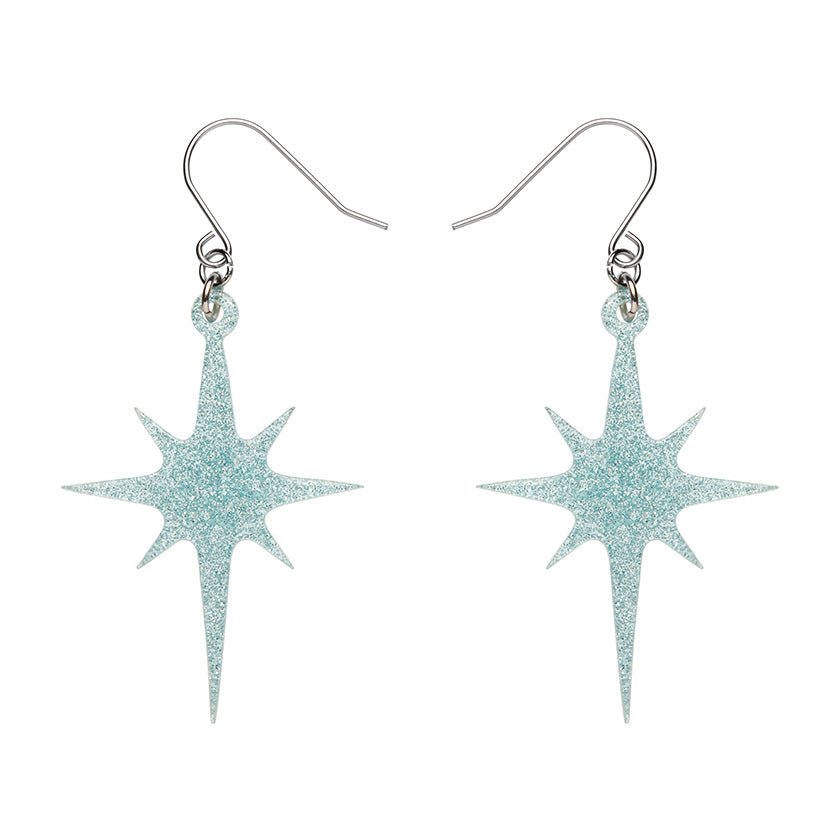 Atomic Star Glitter Drop Earrings - Blue - Rockamilly-Jewellery-Vintage