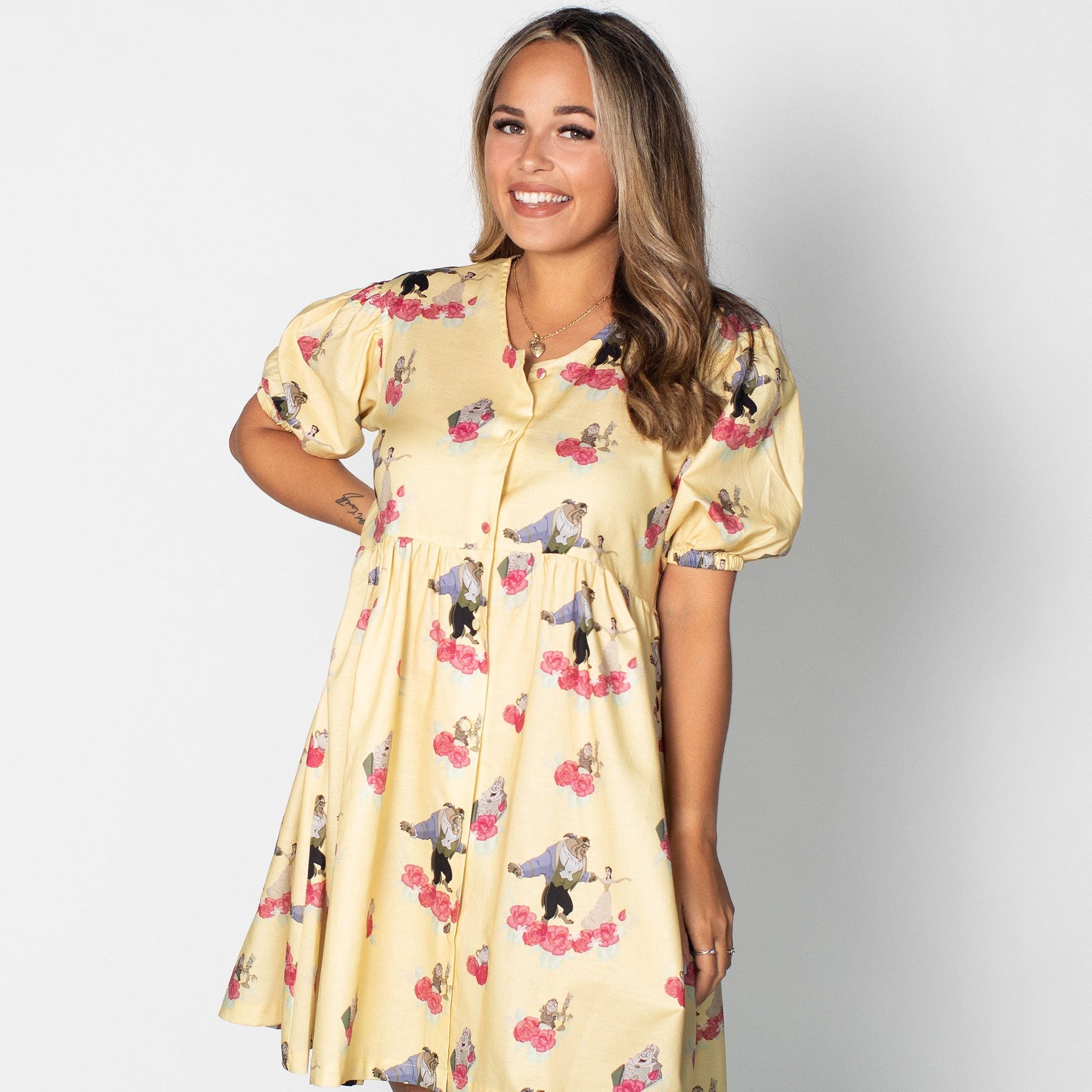 Beauty and the Beast Puffy Sleeve Dress - Rockamilly-Dresses-Vintage
