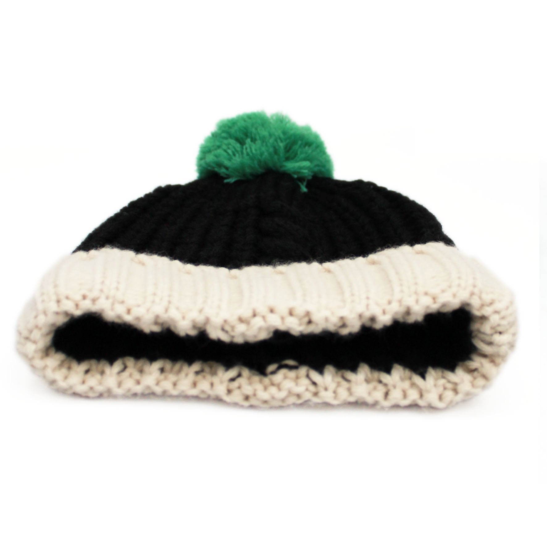 Black Knitted PomPom Hat - Rockamilly-Accessories-Vintage