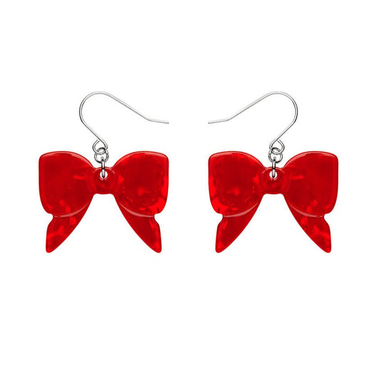 Bow Ripple Drop Earrings - Red - Rockamilly-Jewellery-Vintage