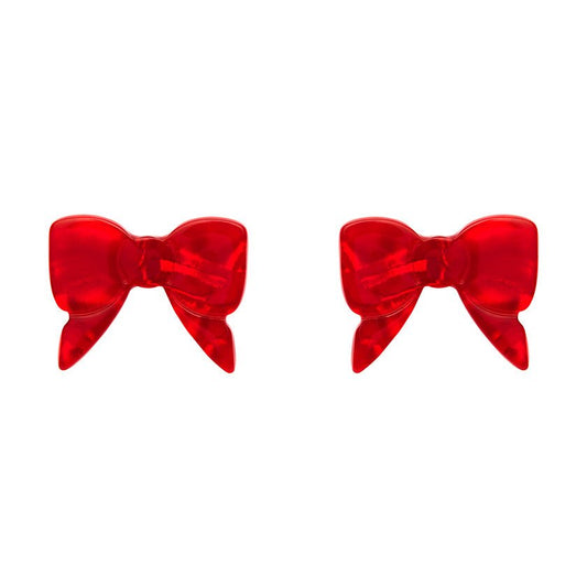 Bow Ripple Stud Earrings - Red - Rockamilly-Jewellery-Vintage