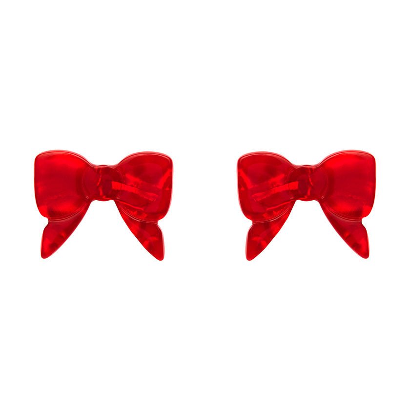 Bow Ripple Stud Earrings - Red - Rockamilly-Jewellery-Vintage