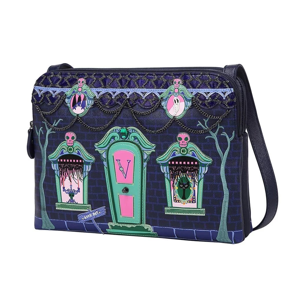 Cat Dracula's Haunted House Bella Bag - Rockamilly-Bags & Purses-Vintage