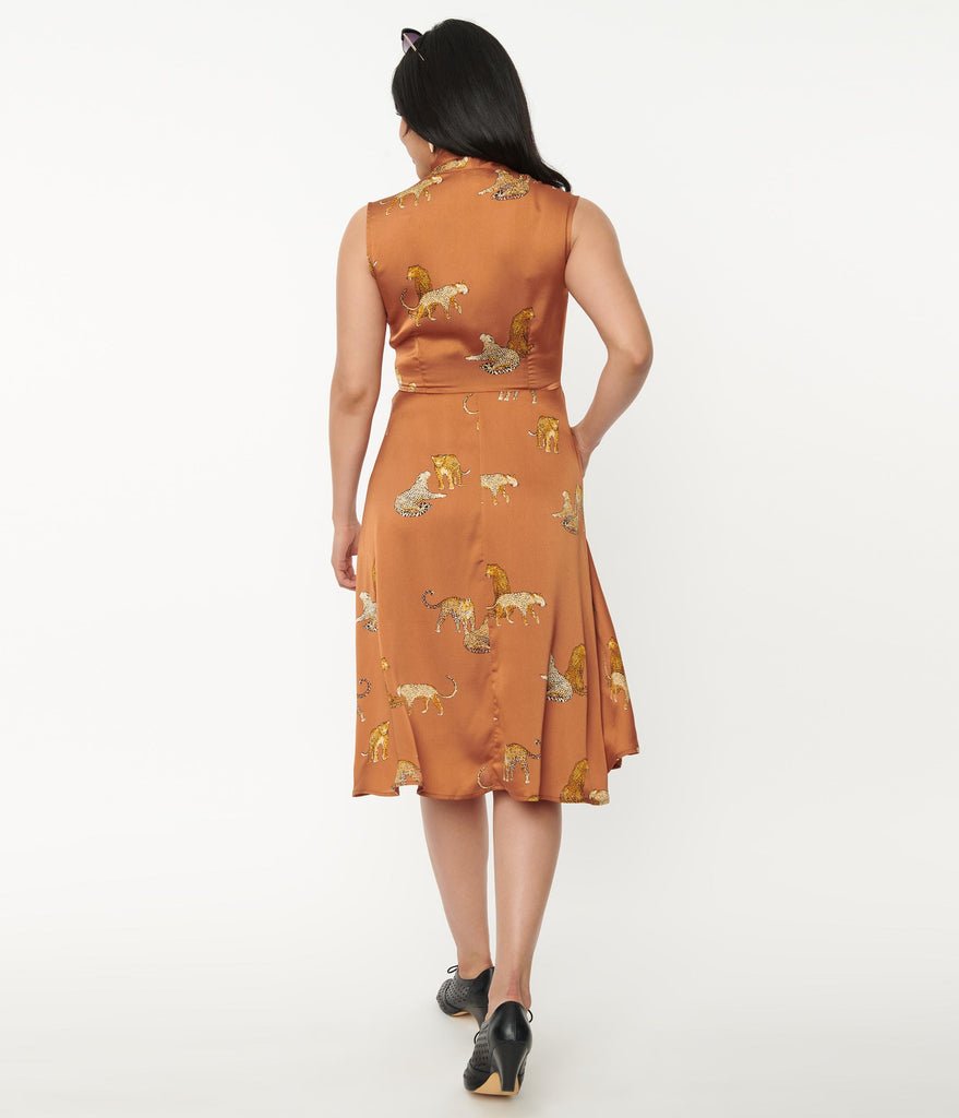 Cheetah Fit & Flare Dress - Rockamilly-Dresses-Vintage