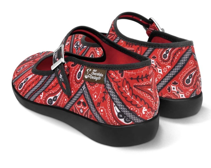 Chocolaticas® Bandana Women's Mary Jane Flat Shoes - Rockamilly-Shoes-Vintage