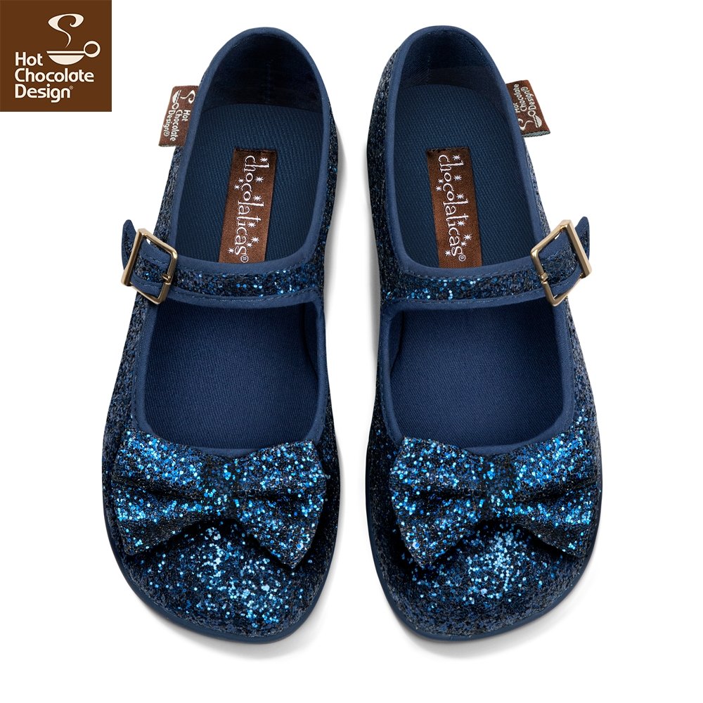 Chocolaticas® Blue Diamond Mary Jane Flats - Rockamilly-Shoes-Vintage