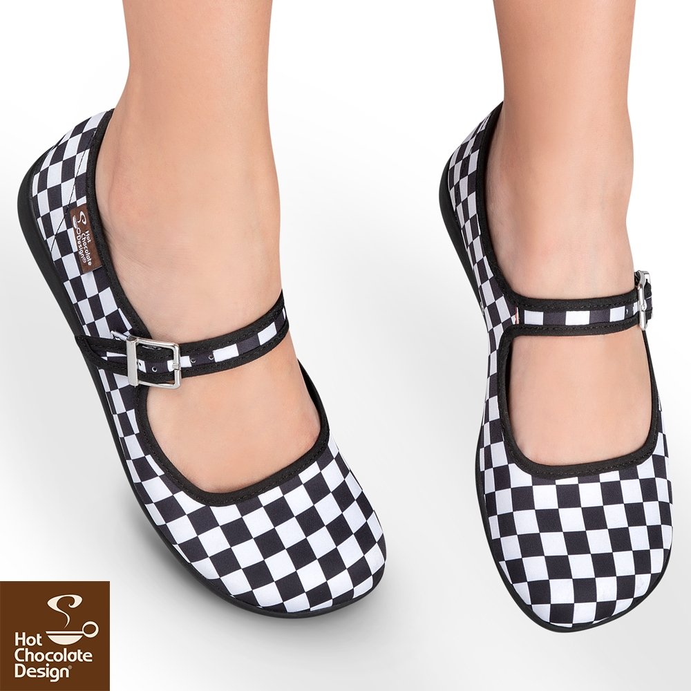 Chocolaticas® Checkers Mary Jane Flats - Rockamilly-Shoes-Vintage