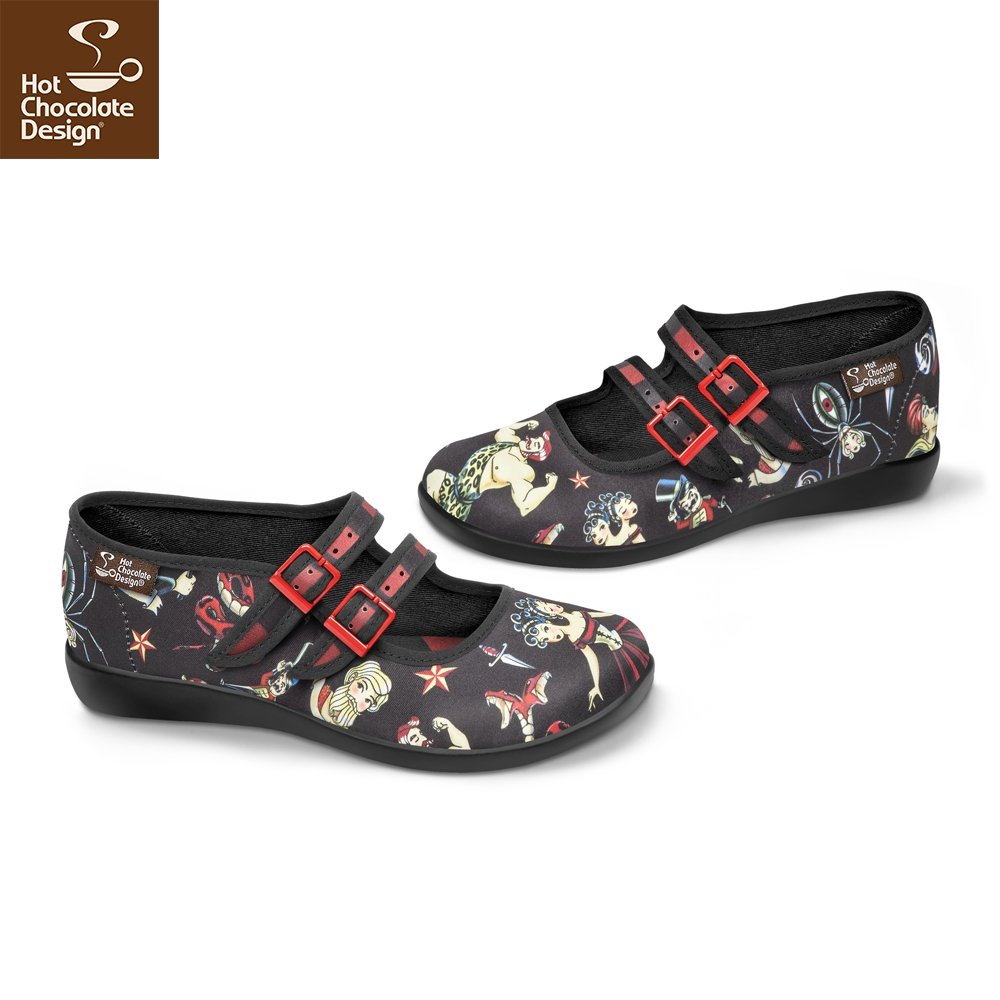 Chocolaticas® Freakshow 2 Mary Jane Flats - Rockamilly-Shoes-Vintage