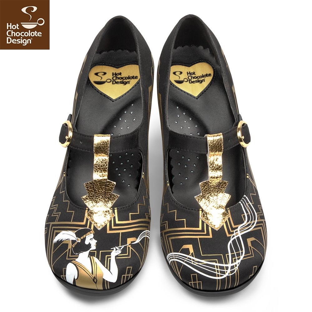Chocolaticas® Golden Nights Mid Heels - Rockamilly-Shoes-Vintage
