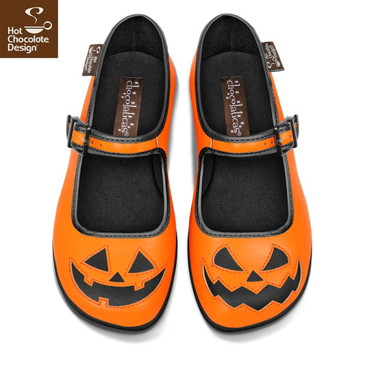 Chocolaticas® Halloween Orange Mary Janes Flats - Rockamilly-Shoes-Vintage