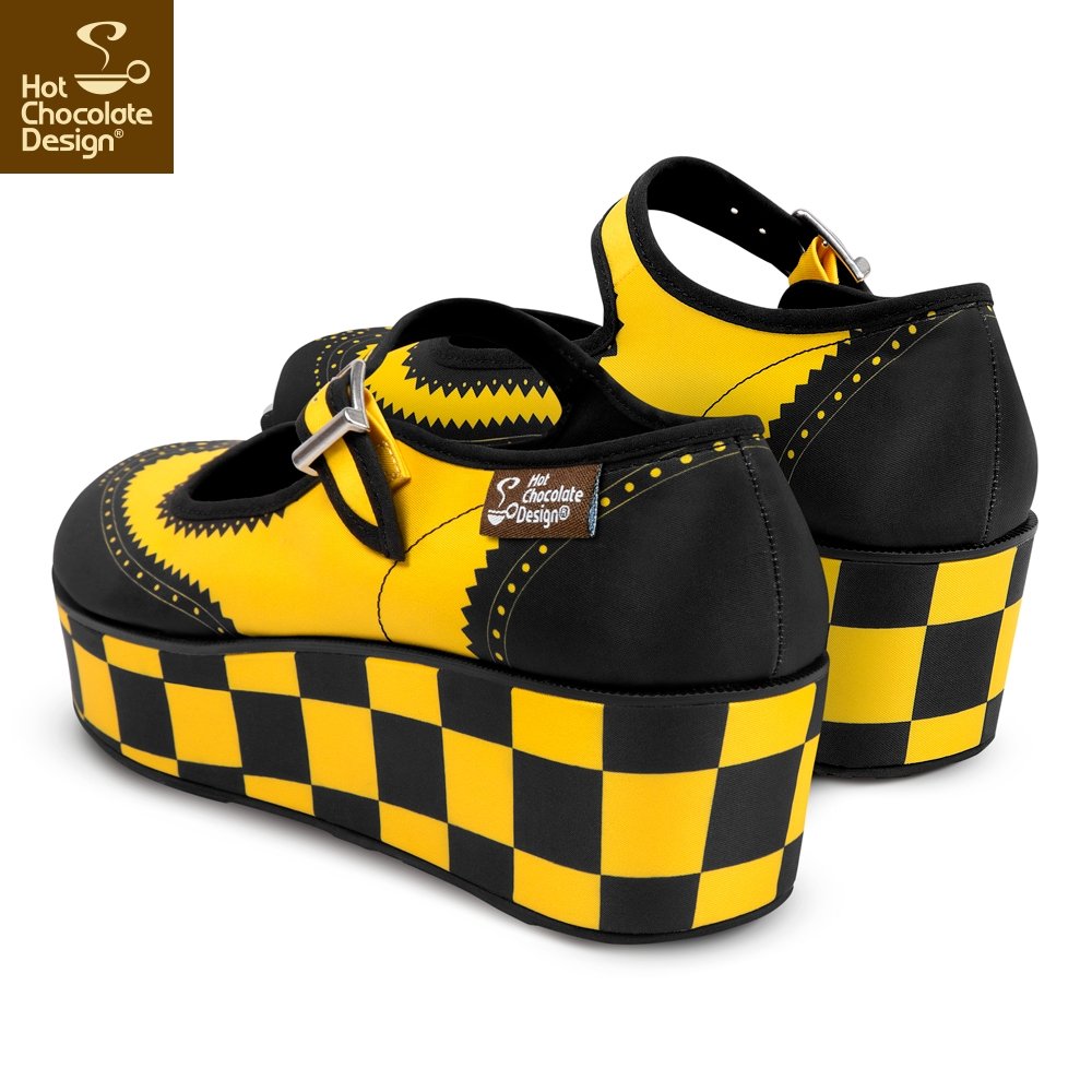 Chocolaticas® Havana Checkers Yellow Mary Jane Platform - Rockamilly-Shoes-Vintage