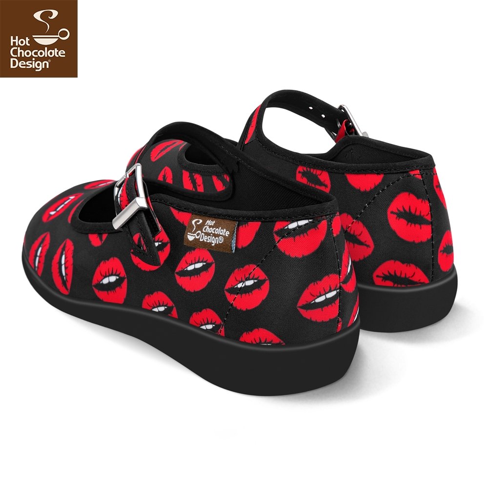 Chocolaticas® Kiss Me Mary Jane Flats - Rockamilly-Shoes-Vintage