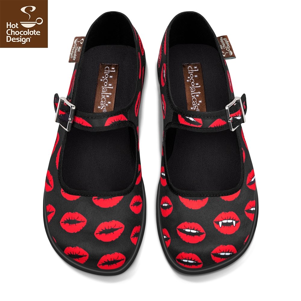 Chocolaticas® Kiss Me Mary Jane Flats - Rockamilly-Shoes-Vintage