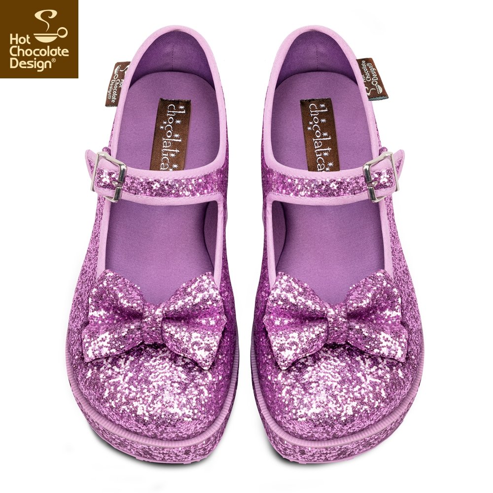Chocolaticas® Purple Glitter Mary Jane Platform - Rockamilly-Shoes-Vintage