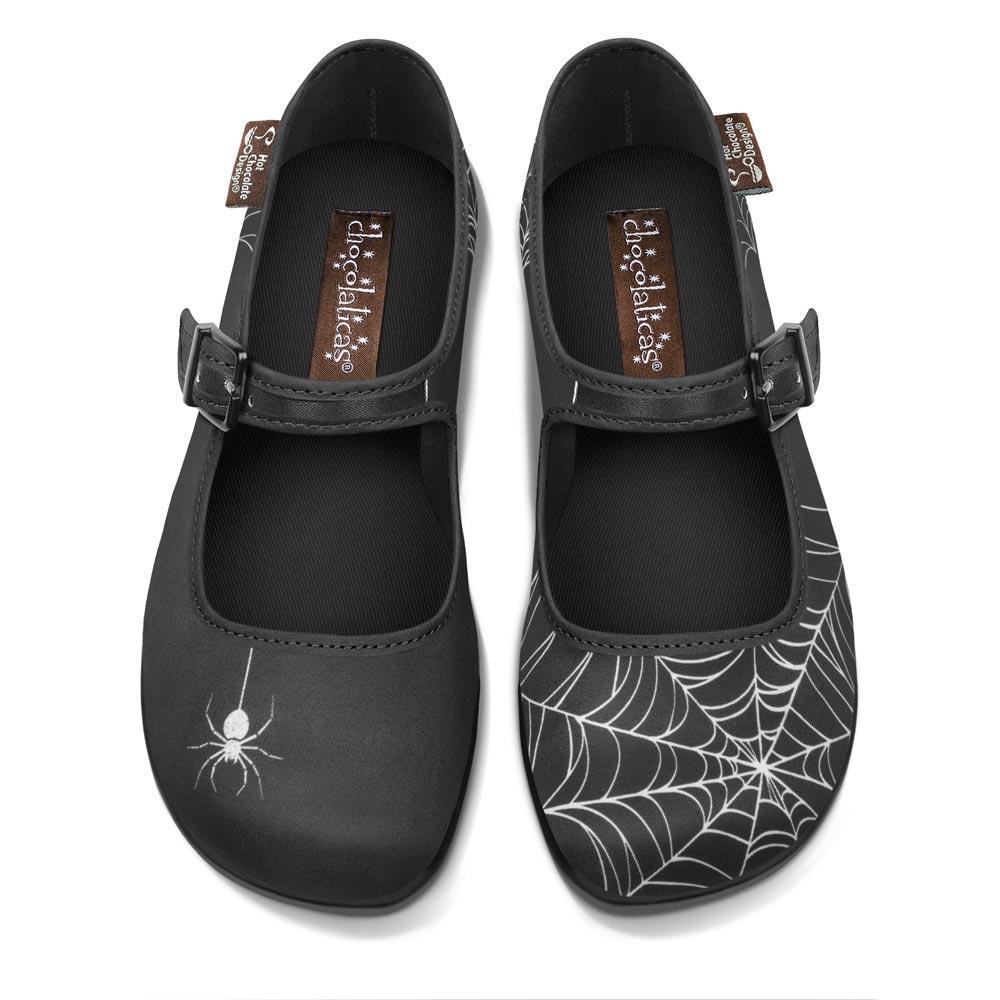 Chocolaticas® Spider Mary Jane Flats - Rockamilly-Shoes-Vintage